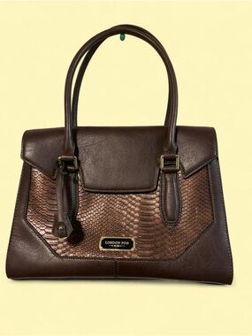 London Fog Dark Brown Textured Satchel
